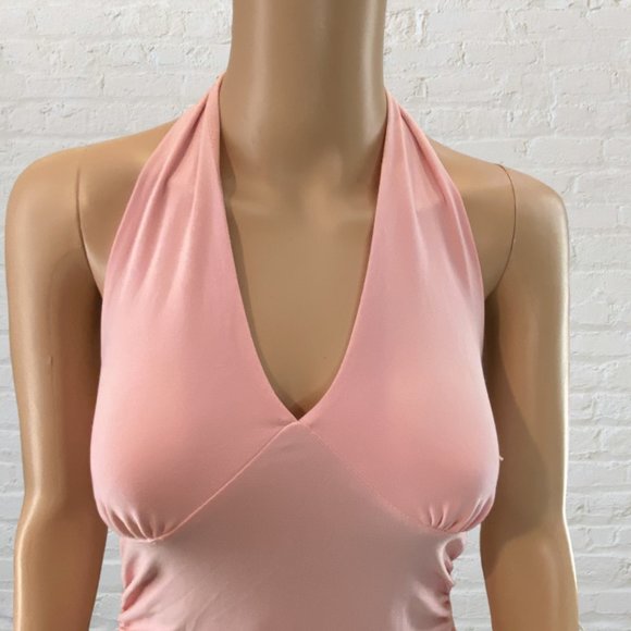 VOLUME ONE -- Halter Dress with Ruffled Skirt, Ties at Neck, Pink, Backless, NWT - Picture 4 of 16